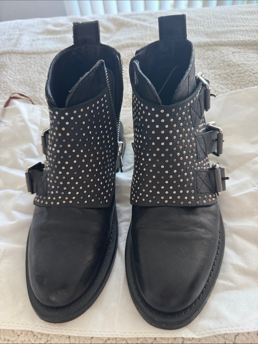 Zadig & Voltaire Black Studded Leather Ankle Boots